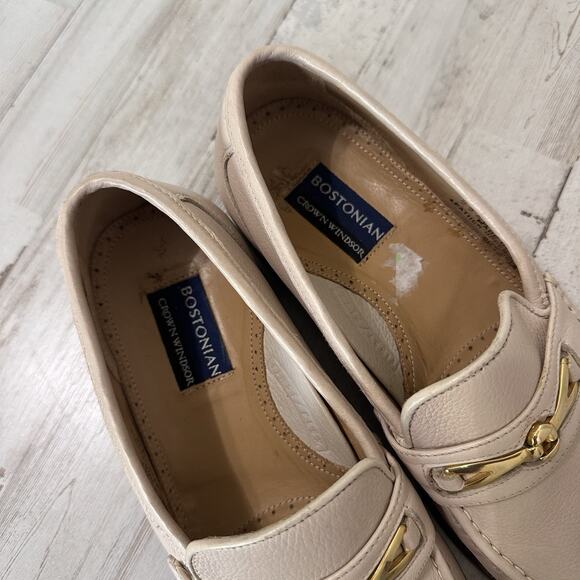 Bostonian Crown Windsor Horsebit Mens Loafers 7.5 Wide Beige‎ Slip On First Flex - Picture 3 of 10